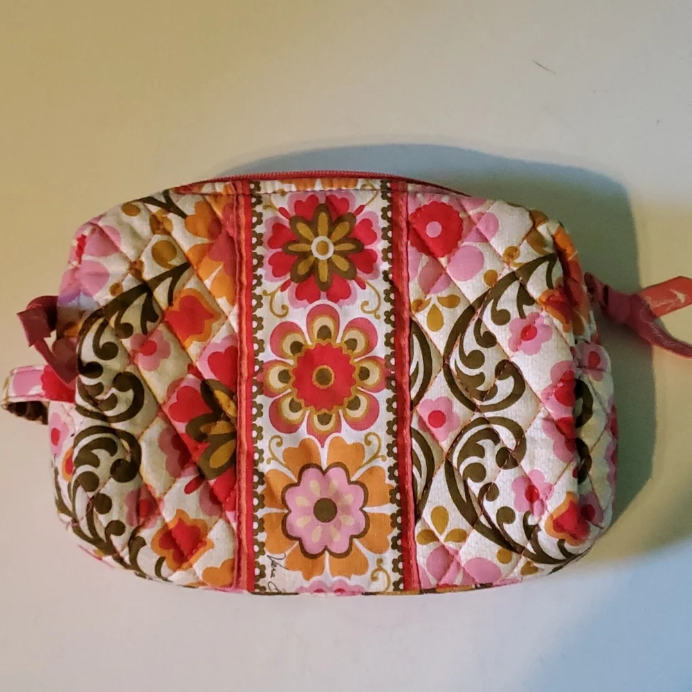 Vera Bradley Floral Cosmetic Bag - Pink, Brown, Orange